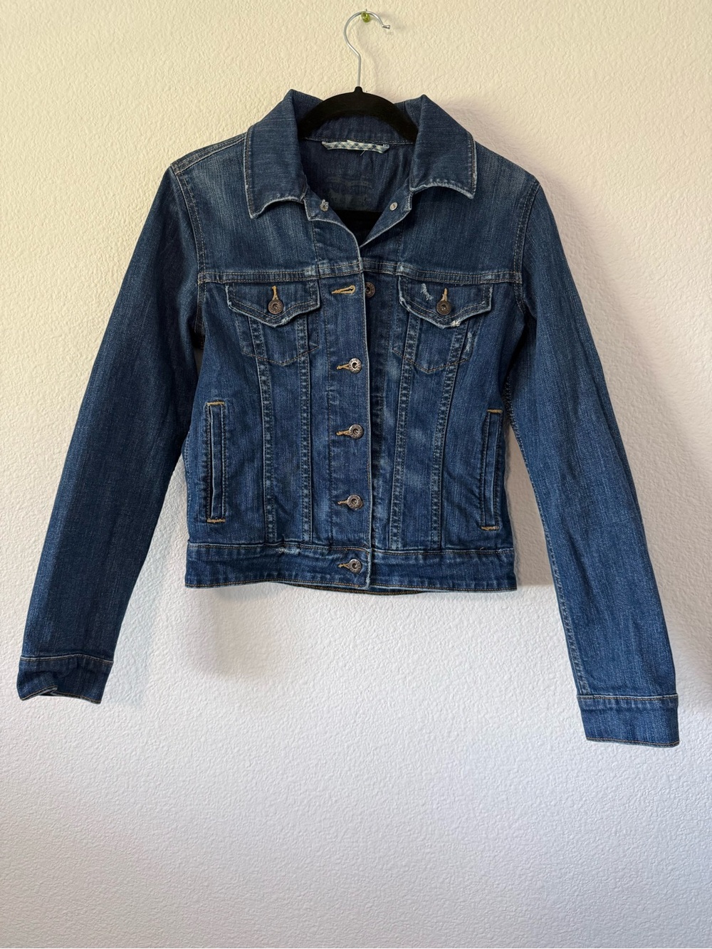 Levi's Dark Blue Women's Denim Jacket Distressed